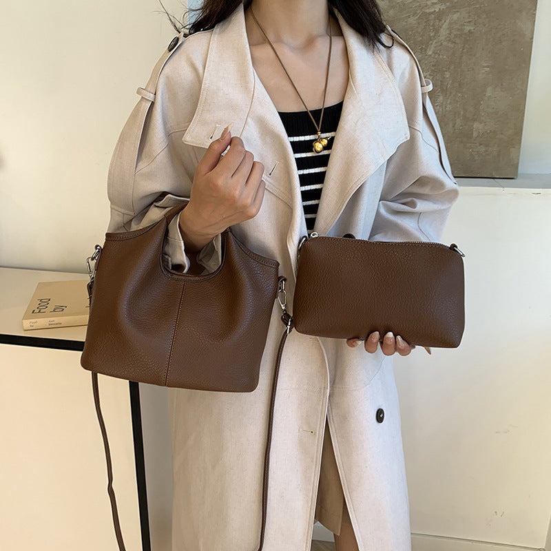 Versatile Leather Tote with Detachable Pouch