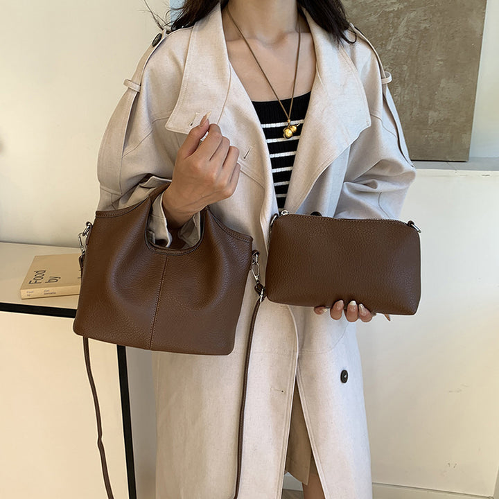 Versatile Leather Tote with Detachable Pouch