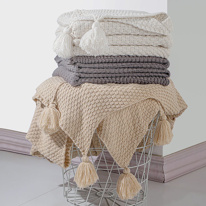 Textured Knit Throw Blanket