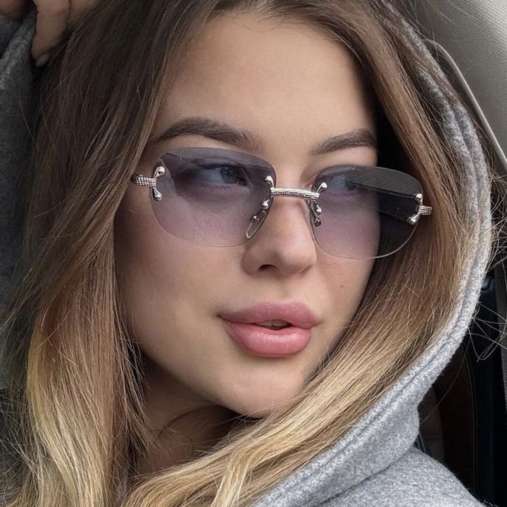 Women's elegant square sunglasses with transparent lenses and high-quality metal frame Stornfield