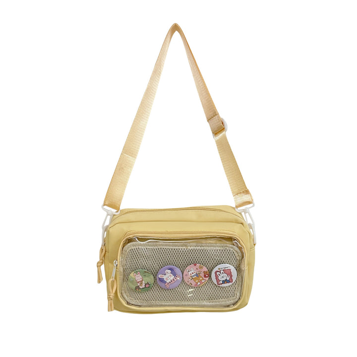 Shoulder bag with transparent viewing pocket and playful graphic design Stornfield