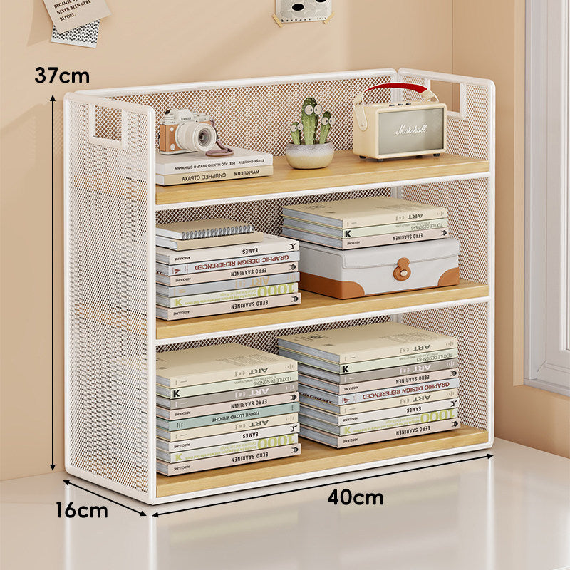 Mesh Tiered Desktop Organizer Shelf with Handle Cutouts