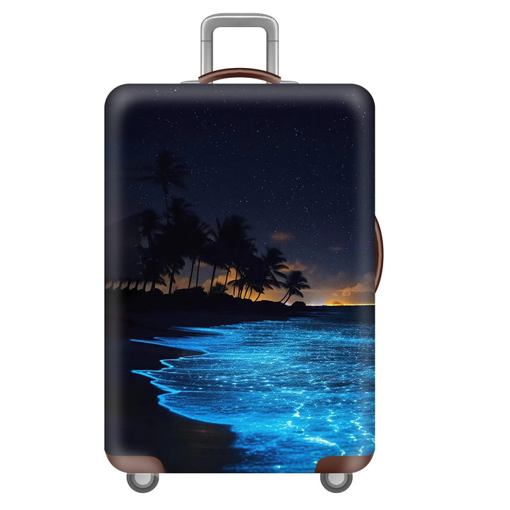 Unisex nan hard shell suitcase trolley with large landscape motif print and multidirectional wheels Stornfield