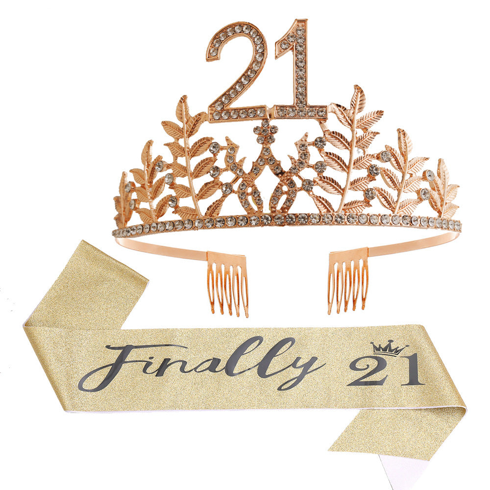 Women's Glamorous Birthday Crown with Shining Rhinestones Stornfield