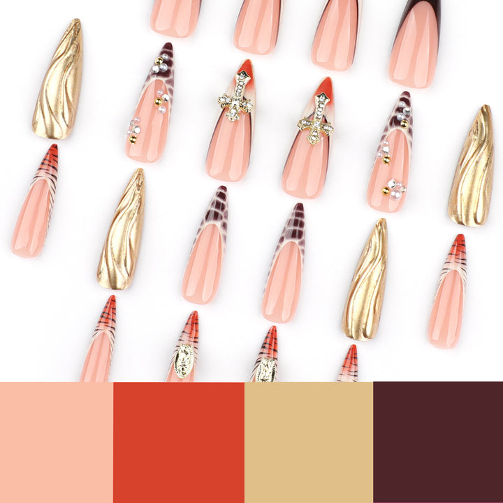 Artful acrylic nails with glitter and rhinestone decorations Stornfield