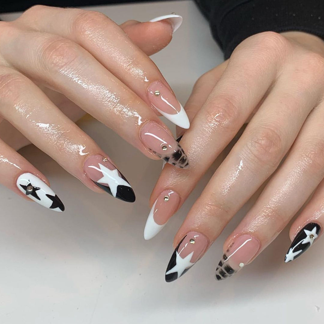 Star-Decorated Stiletto Nail Art Extensions Stornfield