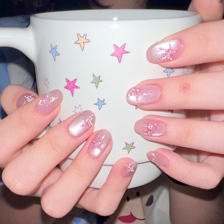 Artistic Star-Embellished Press-On Nails Stornfield