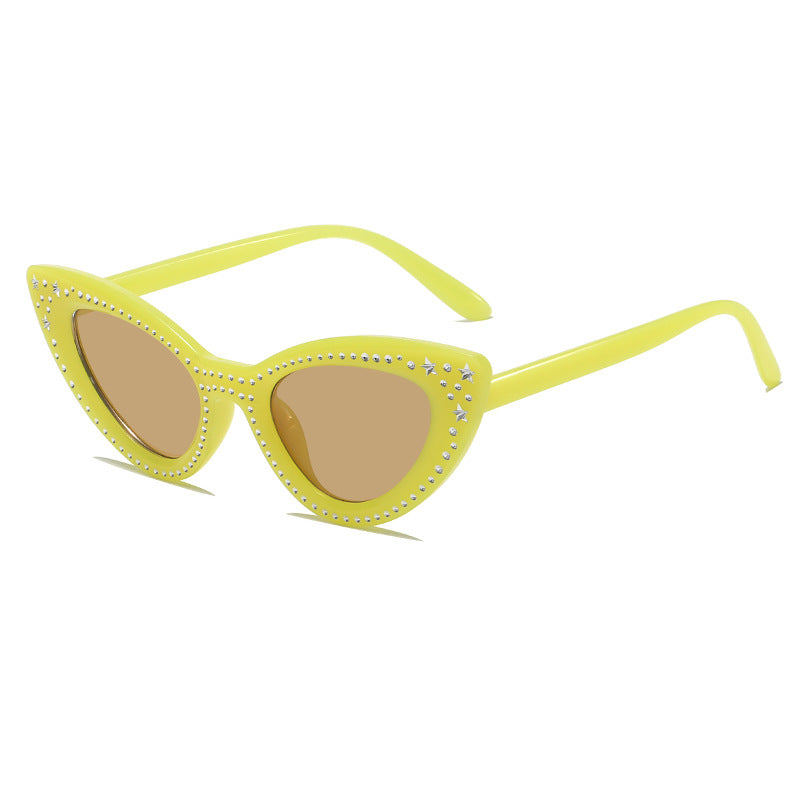 Glamorous Rhinestone-Embellished Cat Eye Sunglasses Stornfield