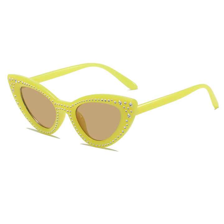 Glamorous Rhinestone-Embellished Cat Eye Sunglasses Stornfield