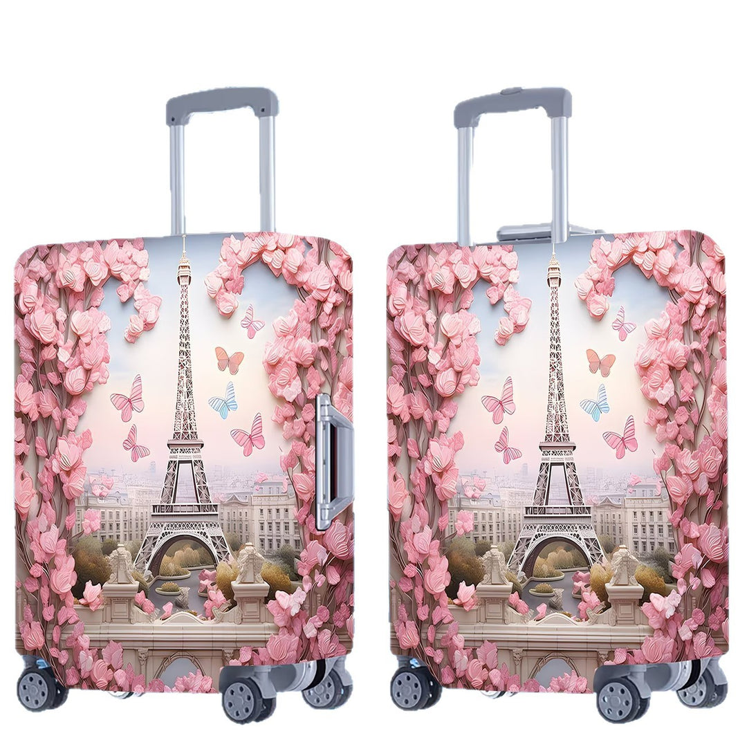 Unisex nan elastic suitcase cover with three-dimensional flower and butterfly design for trolley with zipper and slip-resistant interior fastening Stornfield