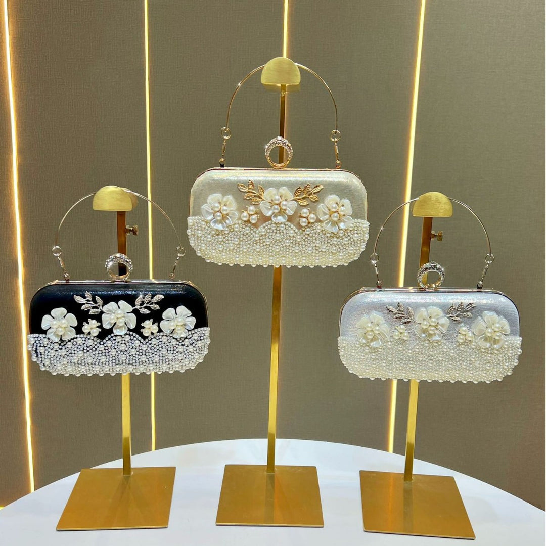 Elegant Pearl-Embellished Evening Purse