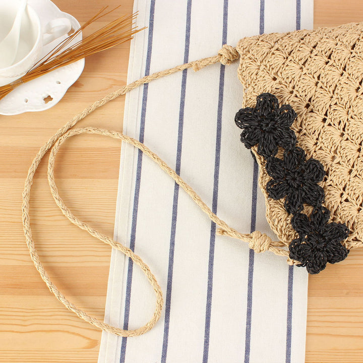 Handbag Made From Hand-Knotted Natural Material with Floral Appliqué Stornfield