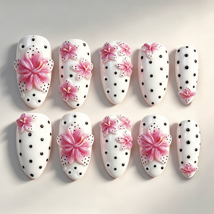 Premium Artificial Nails with 3D Flower Design Stornfield