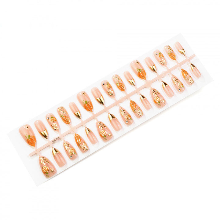 Festive Pumpkin Themed Press-On Nail Set