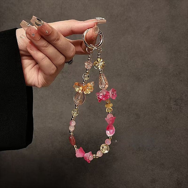 Decorative Flower-Themed Beaded Keychain Stornfield
