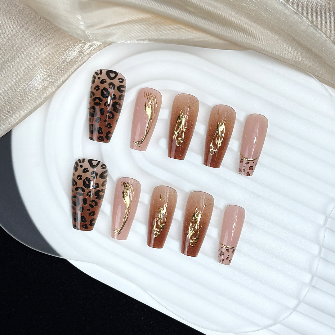 Premium Leopard Design Press-On Nails Stornfield