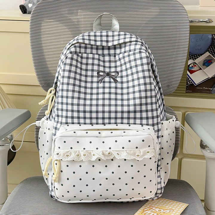 Playful Gingham and Polka Dot Backpack Stornfield