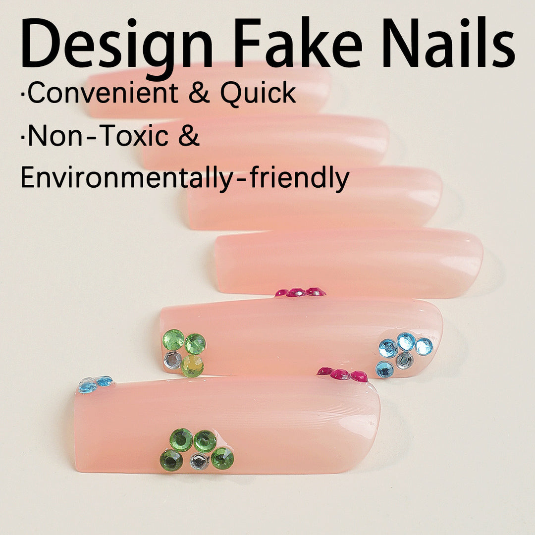 Artificial nail tips with colorful flower accents Stornfield
