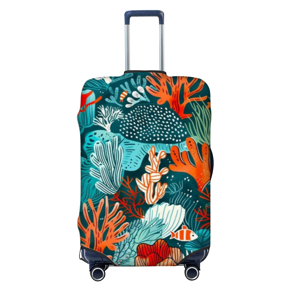 Unisex nan elastic luggage cover with geometric design, stretchable polyester-spandex fabric, zipper opening and non-slip inner securement for trolley Stornfield
