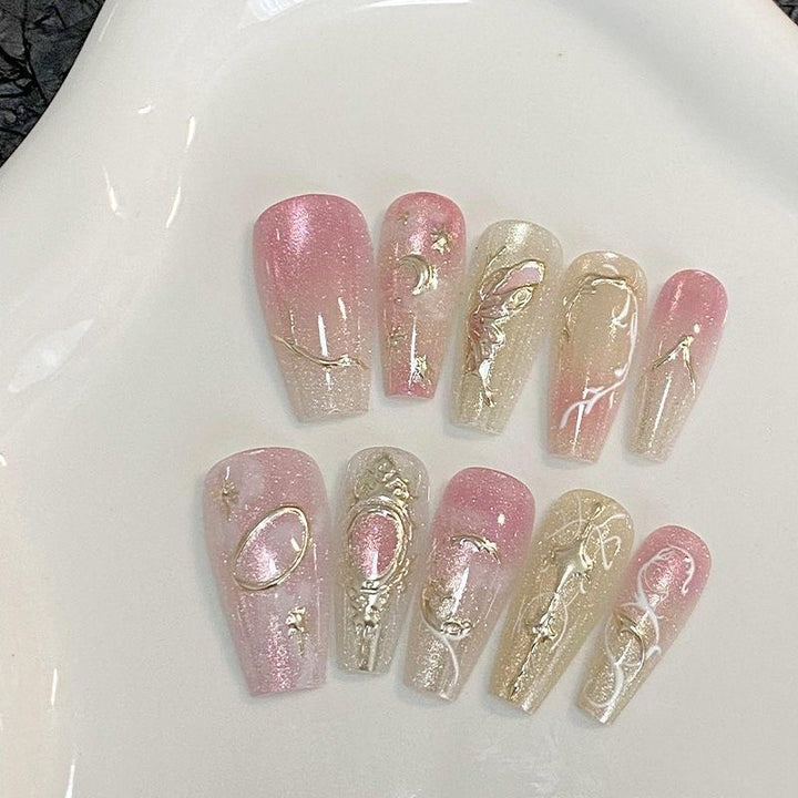 Artistic Gem-Embellished Press-On Nail Set