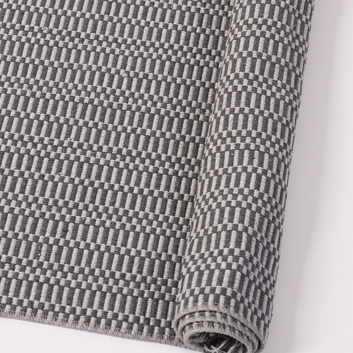 Flat-woven cotton rug runner with geometric check pattern and easy-care surface Stornfield