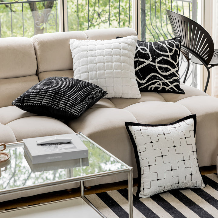 Designer decorative pillow with modern line pattern