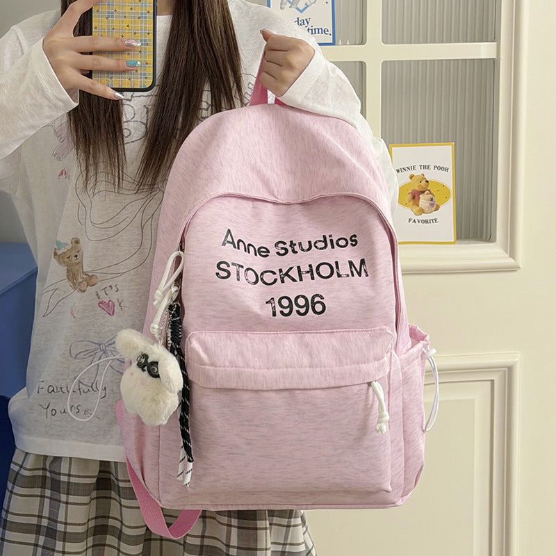 Casual Lightweight Backpack with Cute Plush Charm Stornfield