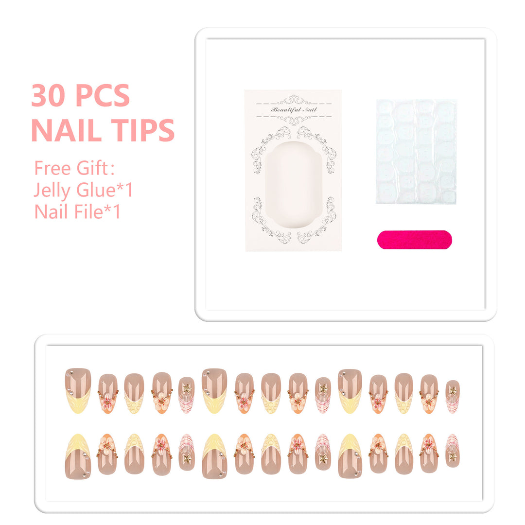 Decorative Floral Accent Press-On Nails