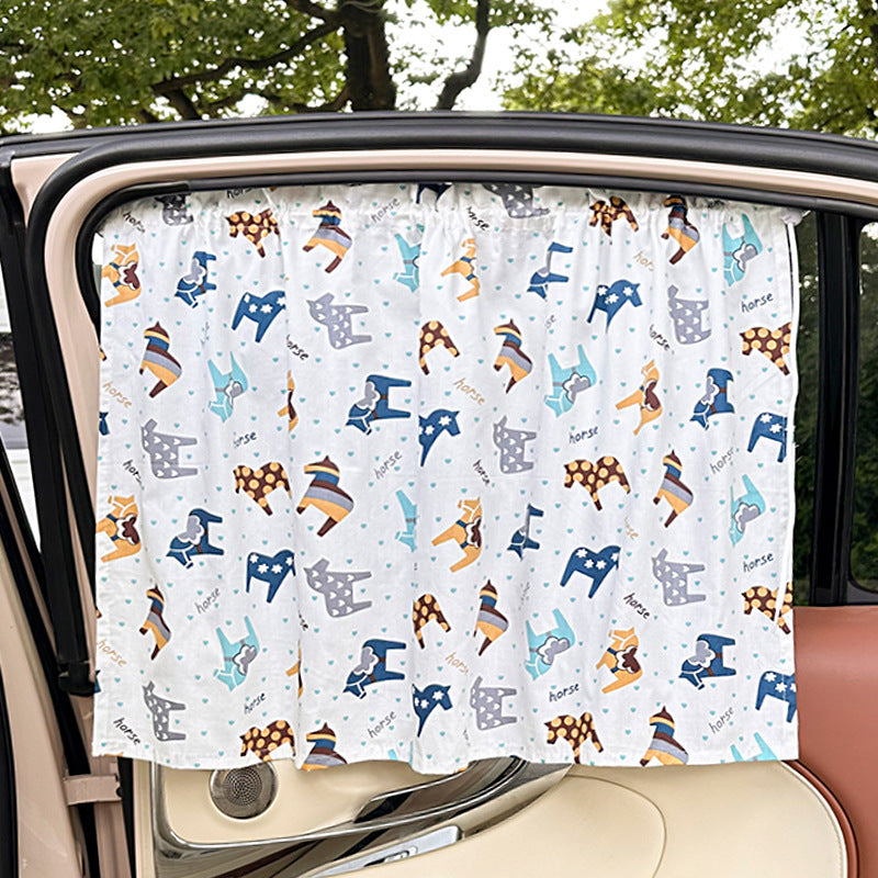 Unisex nan sun protection car curtain with elastic fastening strap and opaque cotton blend Stornfield