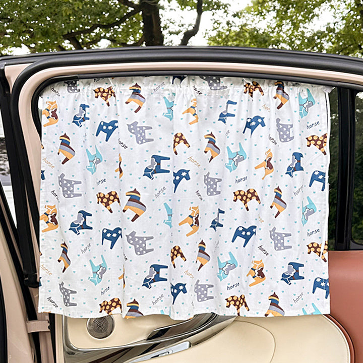 Unisex nan sun protection car curtain with elastic fastening strap and opaque cotton blend Stornfield