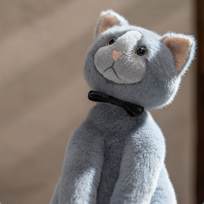 Plush Decorative Sitting Cat Toy with Pleated Ruffle Collar