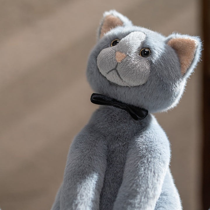 Plush Decorative Sitting Cat Toy with Pleated Ruffle Collar