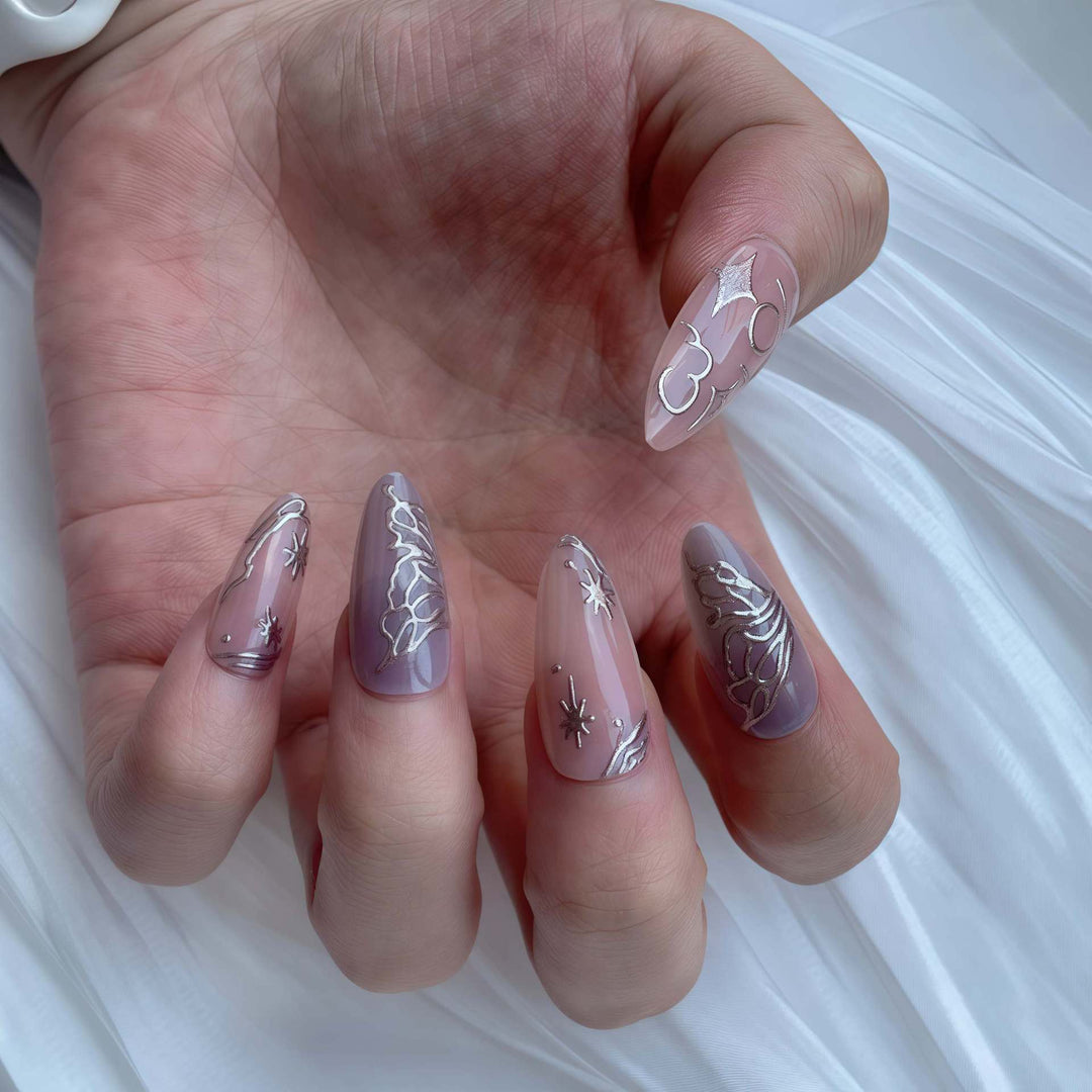 Decorative Galaxy-Inspired Press-On Nail Art Stornfield