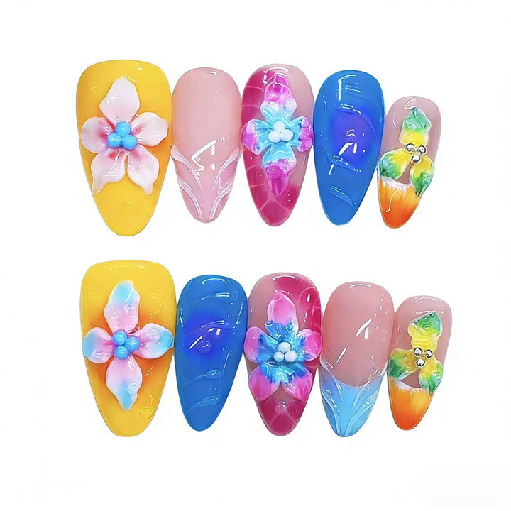 Artistic Floral Press-On Nail Art Set Stornfield