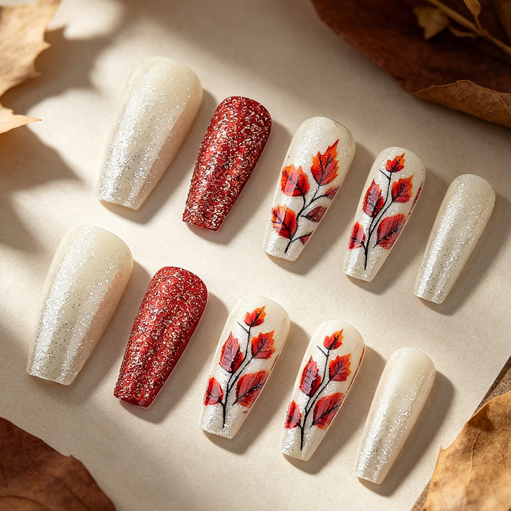 Autumn-Themed Decorative Press-On Nails Stornfield