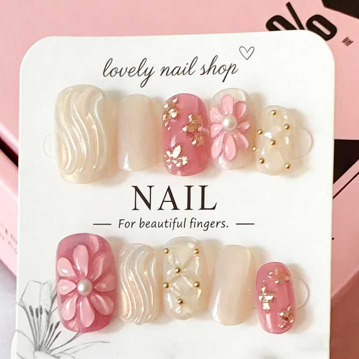 Floral Accent Artistic Press-On Nail Set Stornfield