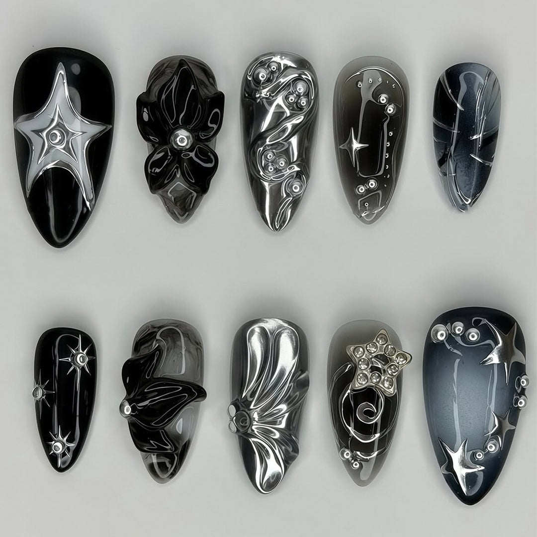Artistic Black Nail Tips Set Stornfield