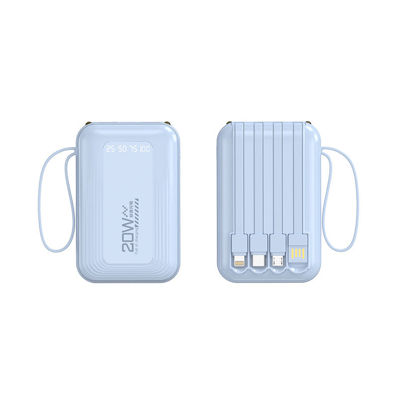 Portable power bank with integrated cable system and LED display Stornfield