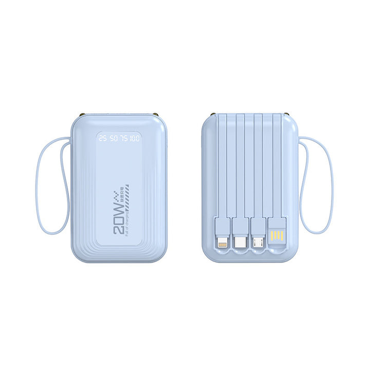 Portable power bank with integrated cable system and LED display Stornfield