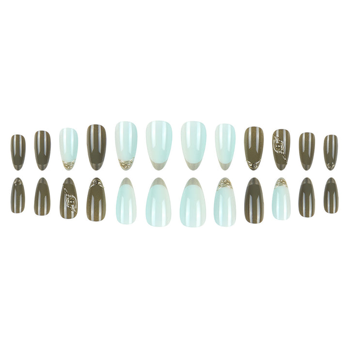 Elegant Stiletto Press-On Nails with Gold Accents Stornfield