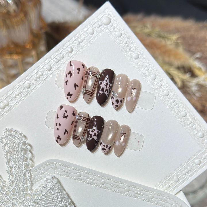 Artistic Press-On Nail Art Set with Unique Pattern Designs Stornfield