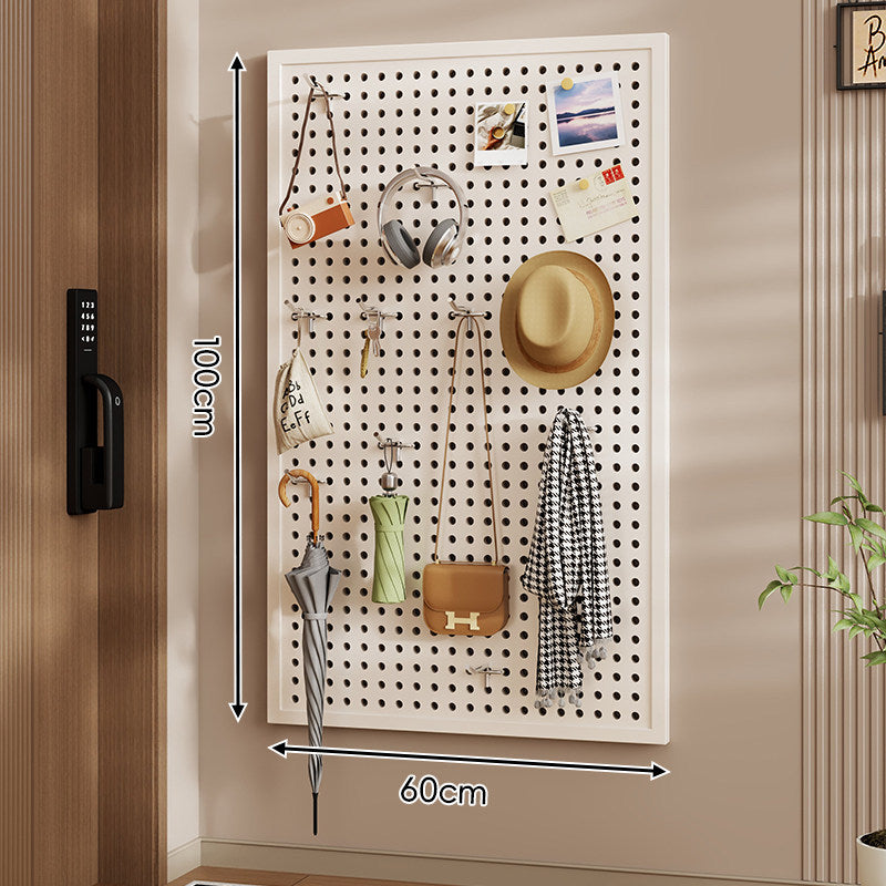Wall-Mounted Perforated Pegboard Organizer Panel Large Square with Modular Hooks and Accessories