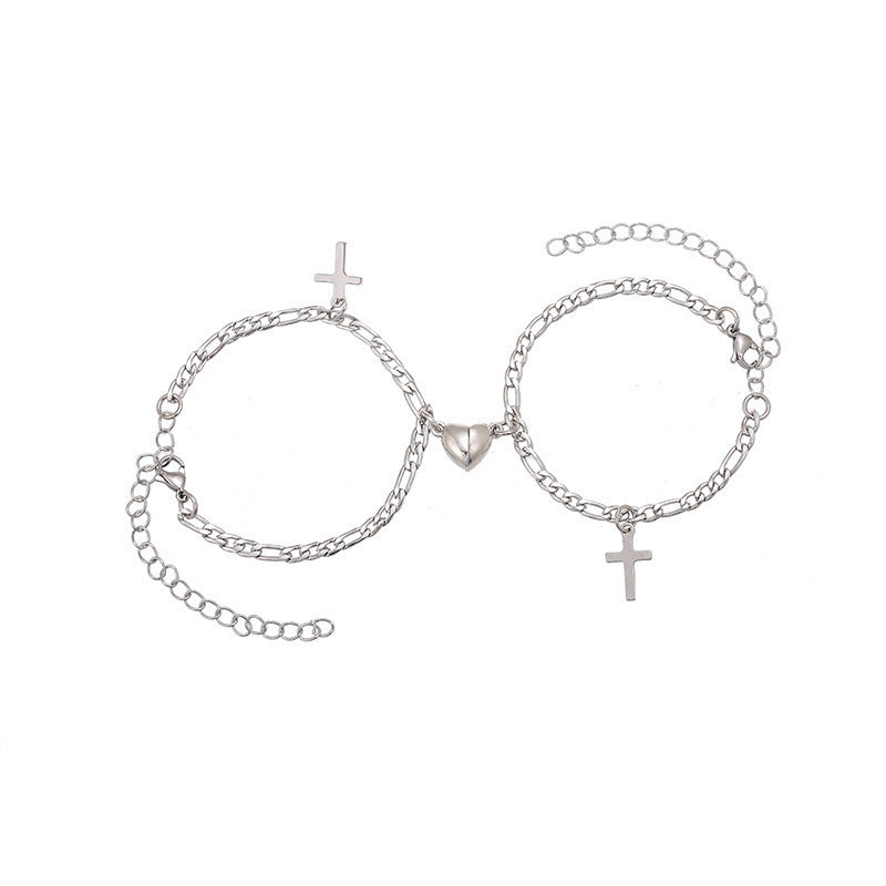Versatile bracelet with cross and heart pendants Stornfield