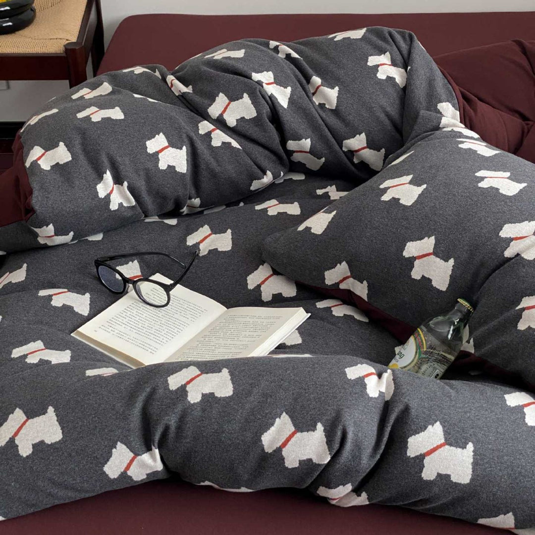 Cherry-Print Cotton Jersey Duvet Cover Set with Matching Pillowcases