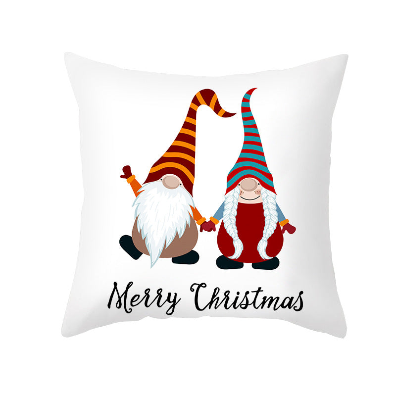 Holiday Decorative Throw Pillow Plush Polyester Cover Festive Santa Reindeer Snowman Print