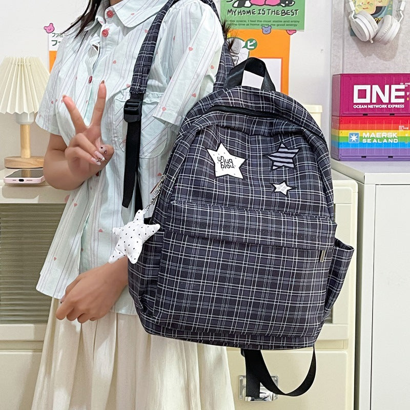 Stylish Practical Grid-Patterned Backpack Stornfield