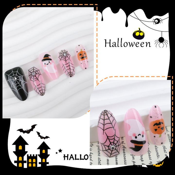 Halloween Artificial Nail Set with Creative Ghost and Spider Designs Stornfield