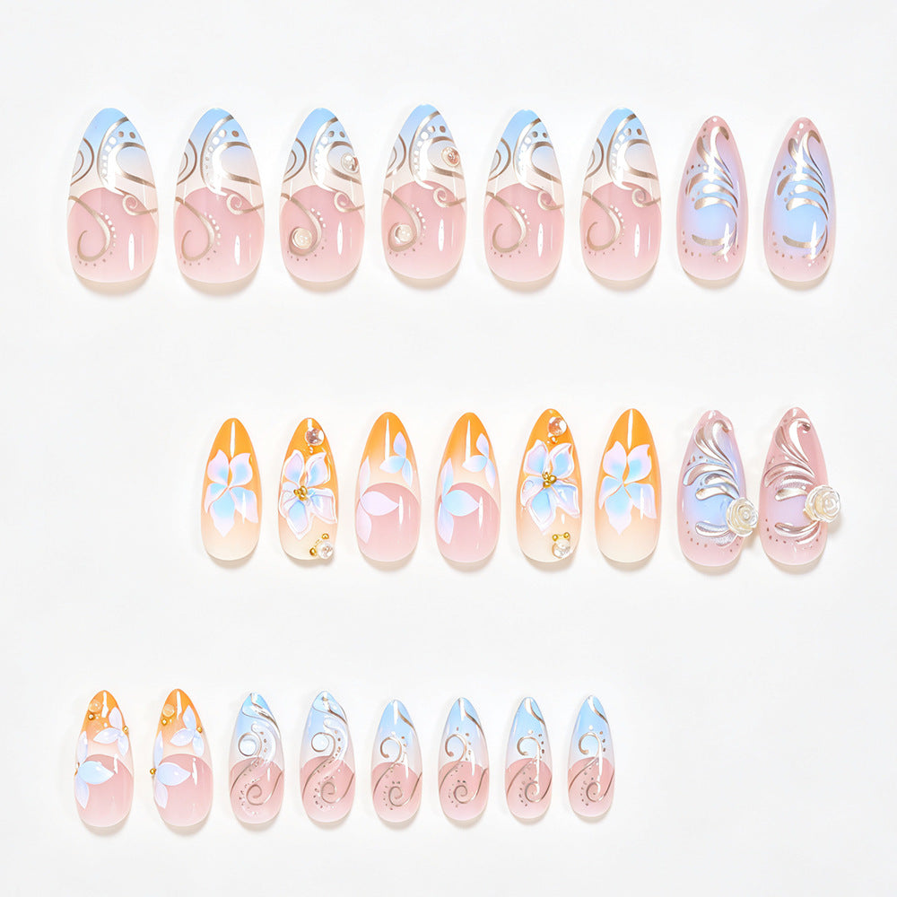 Floral Embellished Stiletto Nail Art Stornfield