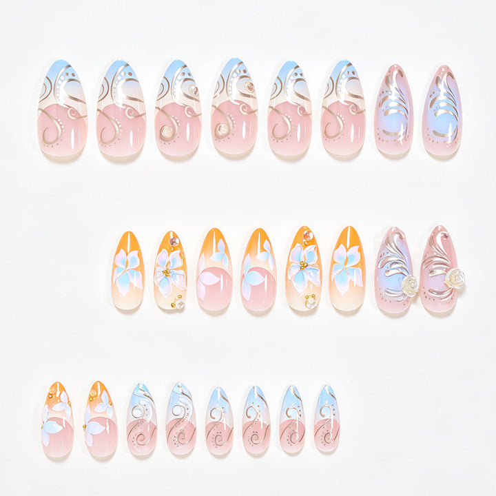Floral Embellished Stiletto Nail Art Stornfield