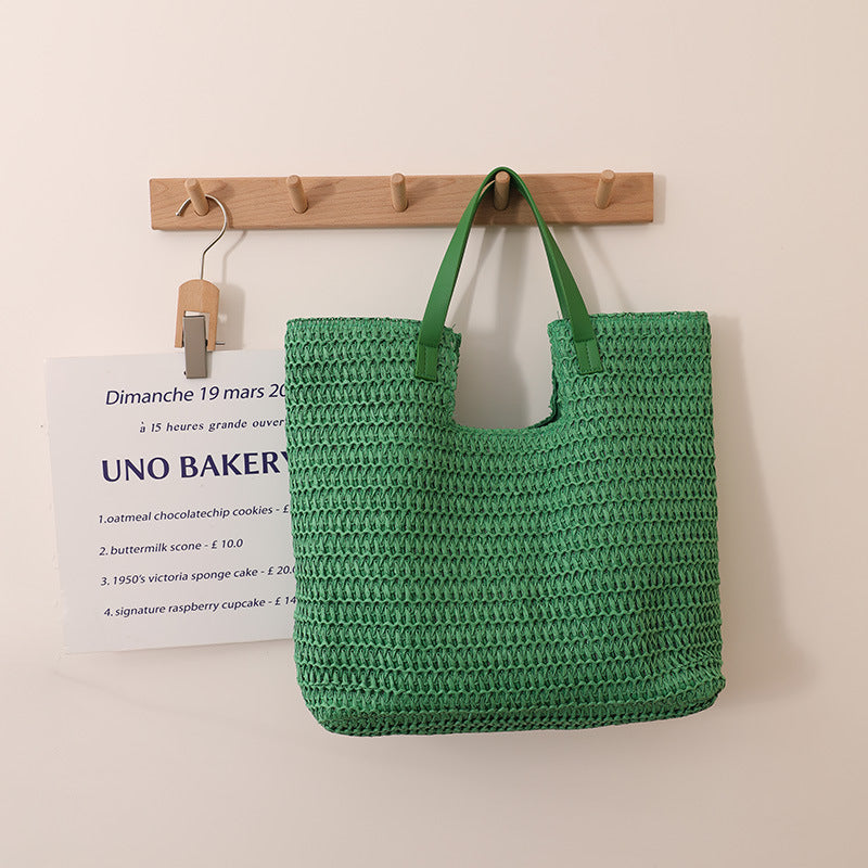 Elegant Woven Tote Bag with Sturdy Leather Handles Stornfield